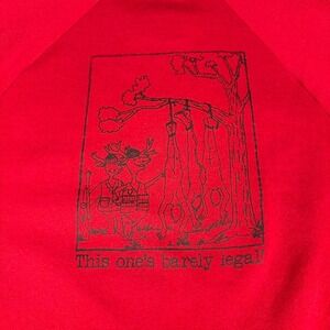 Vintage Jerzees Red Funny Deer Hunter Dad Sweatshirt XL Made in USA Raglan 80s